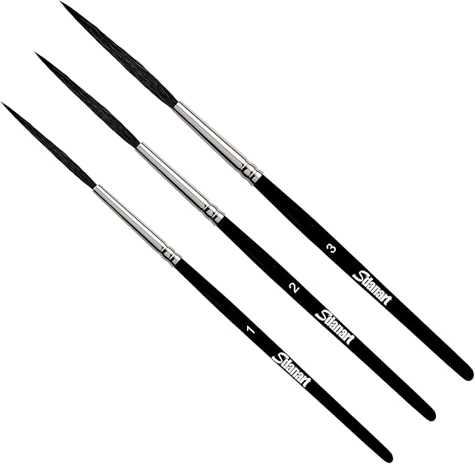 Scroll Pinstriping Brush,3 PCS High Performance Script Pinstripe Brushes,Made from A Blend of Squirrel Hair, Wool and Nylon，Professional Art Paintbrushes,Suitable for Artists and Beginners