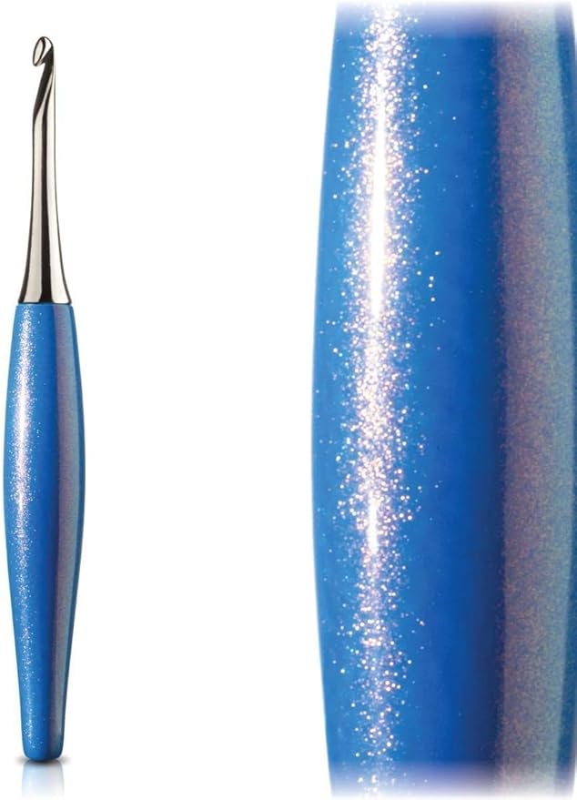 Furls Crochet Hook, Odyssey Blue, Nickel Plated Tip for Effortless Glide, Ergonomic Handle Crochet Hooks 7" (Odyssey Blue, P - 10.00MM)