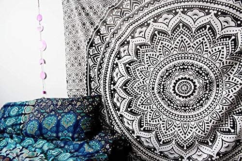 popular handicrafts tapestry wall hanging hippie ombre mandala bohemian hippy psychedelic design indian tapestries bedspread 30 x 40 inches (76 x 101 cms), black grey