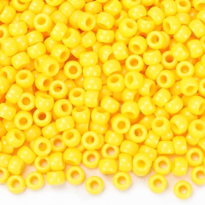 IOOLEEM Yellow Pony Beads,1200pcs Beads for Bracelets Making & Hair braiding, Kandi Friendship Bracelets & Jewelry Making.