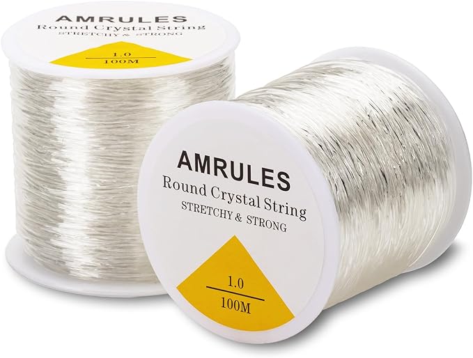 2 Rolls 1mm Elastic String for Bracelets, 656 Feet Crystal Stretchy String Clay Bead Cord for Bracelet Beading Necklace Jewelry Crafts Making, White