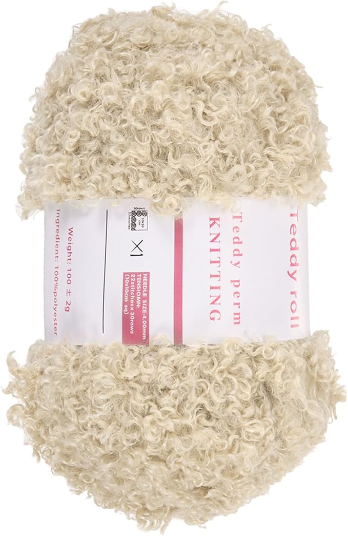MECCANIXITY Fur Yarn Soft Fluffy Chunky Yarn Fuzzy Eyelash Yarn Cream White for Crocheting Knit Clothes Bag - 55Yard/50m, 3.40ozx1