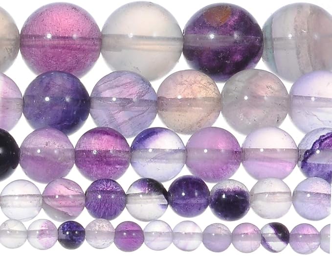 12mm Natural Purple Fluorite Gemstone Round Loose Beads Crystal Stone Bracelet Necklace Accessories Crafts for Jewelry Making DIY,1 Strand 15"
