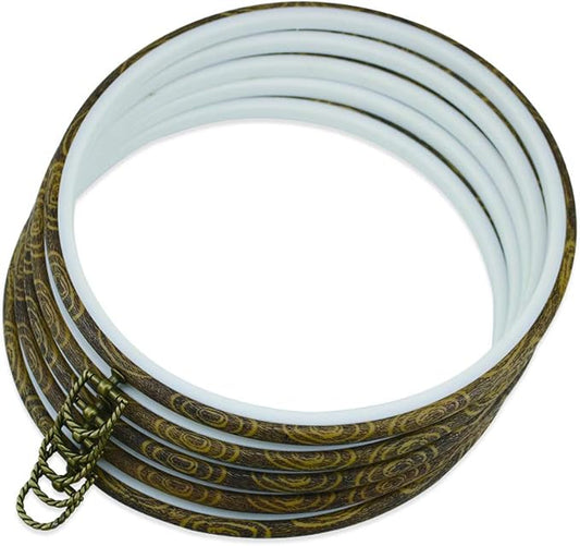 guofa 9.6’’ round embroidery hoops, 5pcs 25cm cross stitch frames – decorative resin embroidery hoop set with vintage wood grain for needlework, sewing, needlepoint & craft display