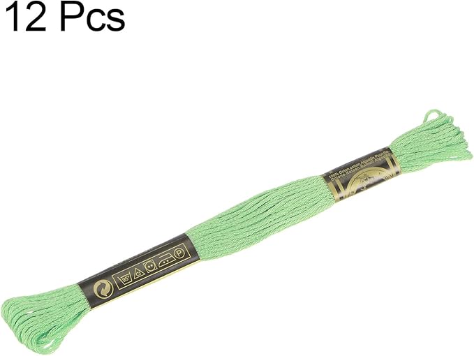 HARFINGTON 12 Skeins Embroidery Floss 8.75yds(8m) Egyptian Long-Staple Cotton Cross Stitch Thread for Sewing DIY Bracelet Yarn String and Crafts, Pastel Green(6013)