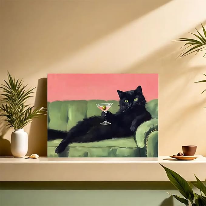 GEMFAMILY 5D Animal Cat Diamond Art Kits for Adults,Diamond Painting Kits for Funny Black Cat, DIY Full Round Drill Gem Art Craft for Adults for Home Wall Decor 12 x 16 Inch