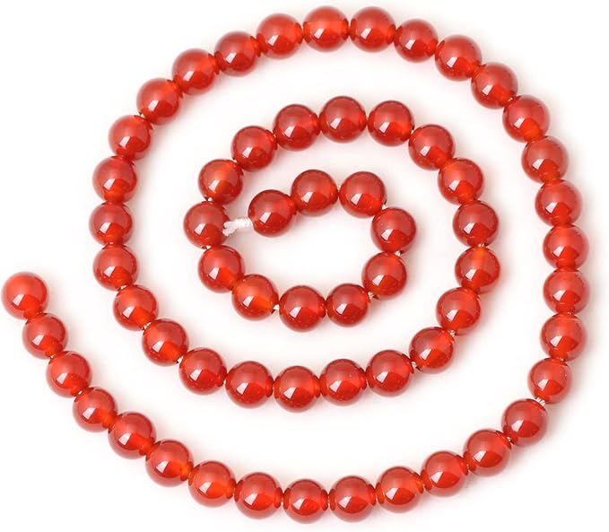 60PCS 6mm Natural Red Agate Gemstone Round Loose Beads for Jewelry Making 1 Strand 15"