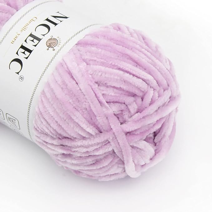 NICEEC 3 Skeins Soft Chenille Yarn Blanket Yarn for Knitting Fancy Yarn for Crochet Weaving DIY Craft Total Length 3×85m (3×93yds, 3×50g)_Purple