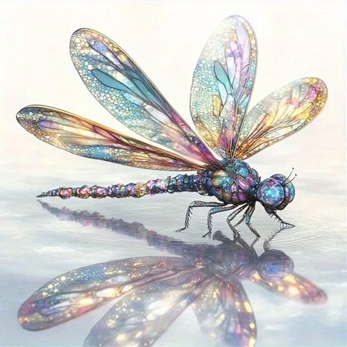 GEMFAMILY Dragonfly Diamond Art Kits for Adults,Funny Insects 5D Diamond Painting Kits for Beginner,DIY Round Full Drill Diamond Dots with Gem Art Kits Home Wall Decor 13.8 x 13.8 inch