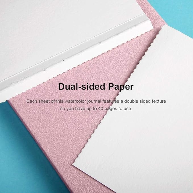 Paul Rubens 2 Pack Watercolor Paper, 100% Cotton Hot Press Watercolor Journal 3.8" x 5.2", 40 Sheets (140lb/300gsm), Acid-Free Art Supplies for Watercolors, Gouache, Acrylics