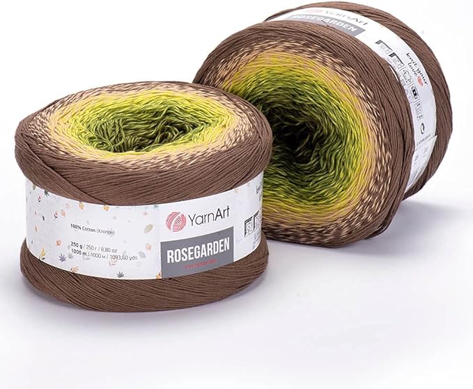 Yarn Art Flowers Rosegarden 100% Cotton 250gr 8.80 oz 1094yds Multicolor Cotton Yarn Rainbow Crochet Yarn Spring Summer (322)