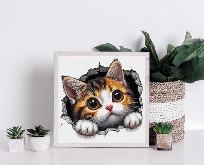 moohue 14ct stamped printed counted cross stitch kits for adults animals cute cat cross stitch patterns flowers for beginners needlepoint kits for adults (animal cute cat)