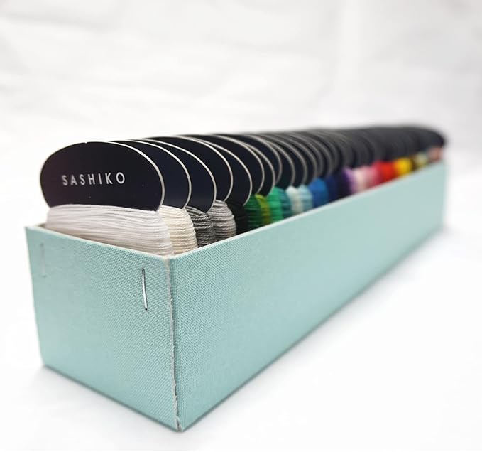 DARUMA Sashiko Thread 100% Cotton Card Type (43.7 yd) x 37 Colors with English Manual and Gift Box, Sewing & Embroidery Value Set (Thin, 37 Colors)