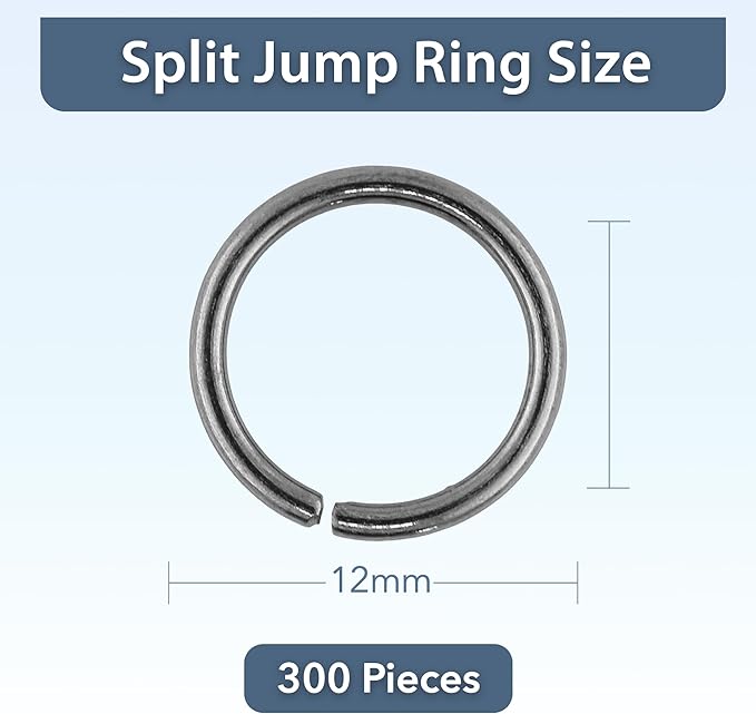 Mandala Crafts Assorted Gunmetal Jump Rings Jewelry Findings Metal O Rings for Jewelry Making Supplies - 300 12mm Small Open Jump Rings Kit for Necklace Earring
