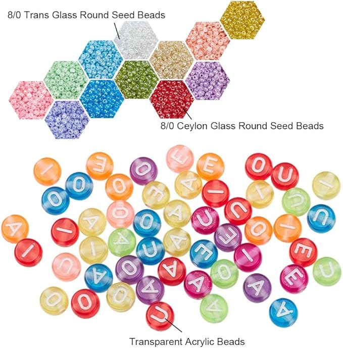 3250 Pcs 3mm Glass Seed Beads Bracelet Making Kit, Small Beads Friendship Jewelry Craft Kit with Letter Beads & Elastic Cord, DIY Art Craft Gift for Girls