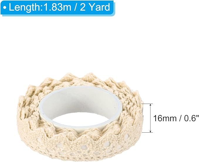 PATIKIL 0.6" Wide 2 Yards Self-Adhesive Lace Tape Lace Ribbon, 3 Pack Cotton Washi Trim Stickers Masking Decorative for Craft Scrapbook DIY Card Making, Beige