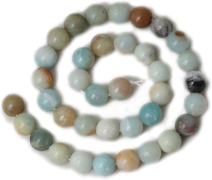 cheavian 35pcs 10mm natural mix color amazonite gemstone round loose beads stone beads for jewelry making diy 1 strand 15"