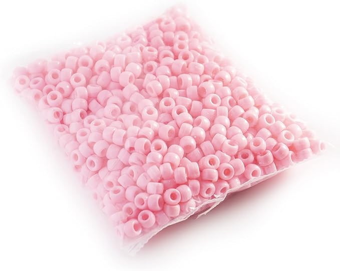 1000 Pcs Acrylic Pink DIY Pony Beads 6x9mm Bulk for Friendship Bracelet Necklace Jewelry Making Earring Pens Hair Beads Braiding Kit
