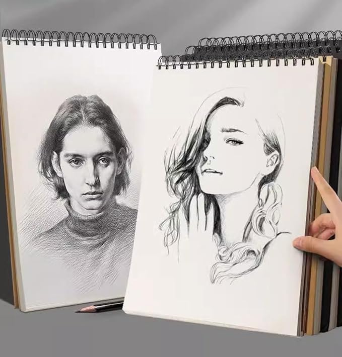 Sketch Book Pad, Drawing Paper 9" x 12" Spiral Bound (98lb/160gsm), 90 Sheets, Pack of 3, Durable Acid Free Sketchbook for Painting (3 Pack- 9"X12")