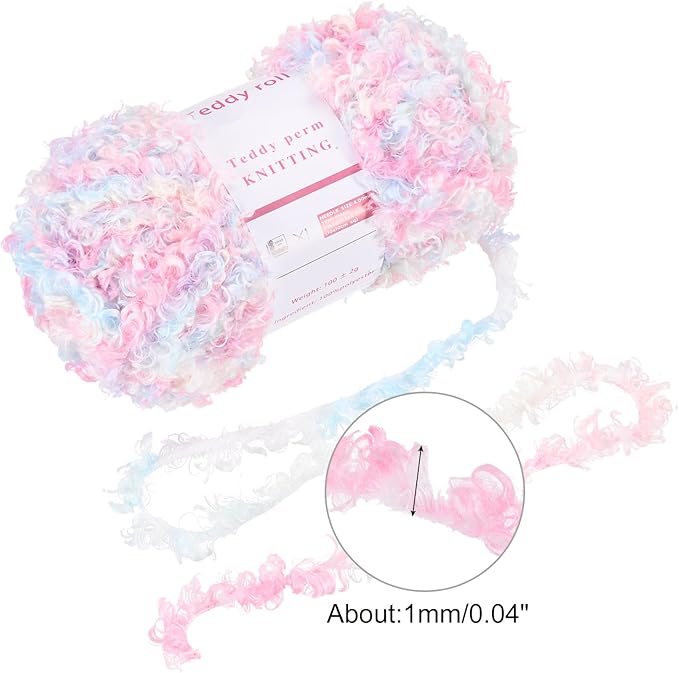 MECCANIXITY Eyelash Yarn Fur Soft Fluffy Chunky Polyester Yarn Fuzzy Colorful for Crocheting Knit DIY Clothes Bag - 55Yard/50m, 3.53oz