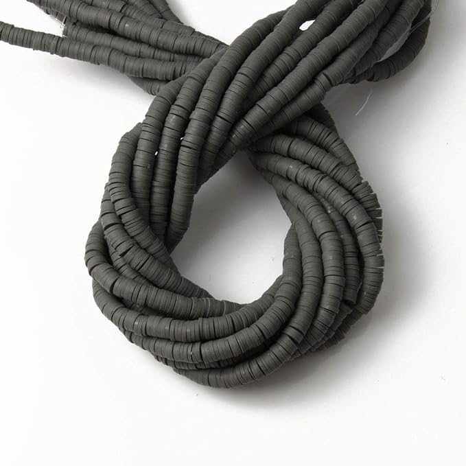 3600 pcs Gray Clay Beads for Bracelets Making, 10 Strands Flat Round Polymer Clay Disc 6mm Spacer Heishi Beads for Jewelry Making Earring Necklace