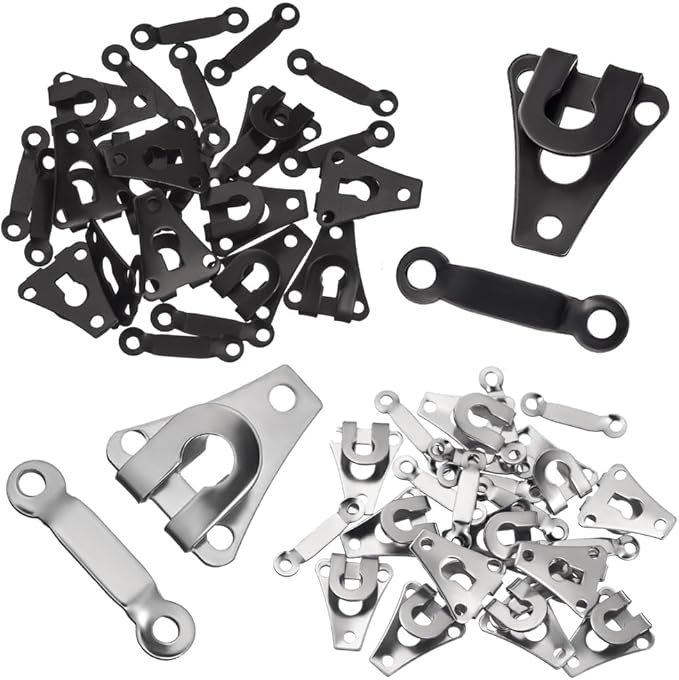 24 Set Sewing Hooks and Eyes Closure Set - Versatile Fasteners for Trousers Skirts Dress Bra - DIY Craft Accessories - Metal Hook and Eye- 2 Colors (Black and Nickel)