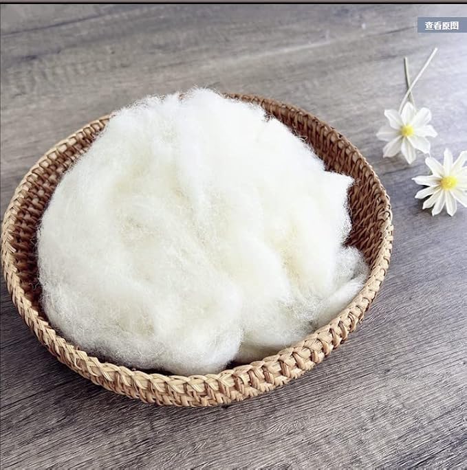 iMongol Carded Lambs Wool Stuffing Batting for Needle Felting, Knitted Crafts, Bright Creations, Pillow Filler, Stuffed Animals, Cushions,Super Clean Fine, Natural White (2oz)