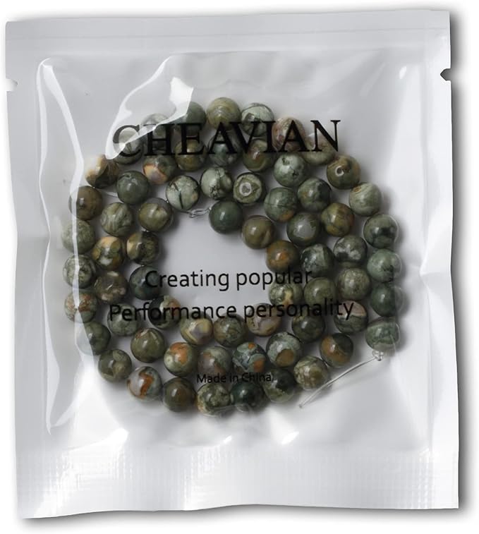 cheavian 60pcs 6mm natural aust rhyolite stone gemstone round loose beads for jewelry making 1 strand 15"