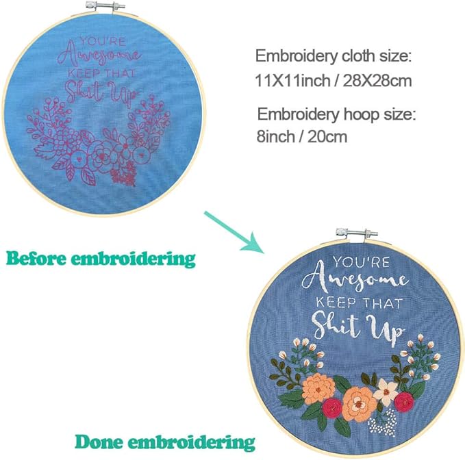 Cooliya Mothers Day Gifts for Mom from Daughter Son - Embroidery Kit for Beginners - Embroidery Starter Kit Craft Kit Cross Stitch Kit - Birthday Gift for Women, Best Friend, Daughter, Mom, Coworker
