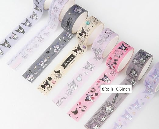 Generic Cute Masking Tape, Washi Tape Set, 8 Pack, 0.6 Inch Wide (Purple)