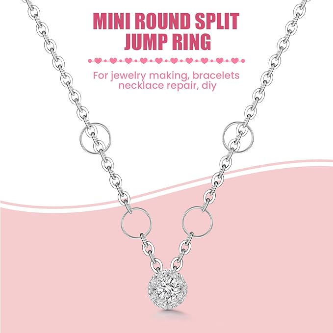 500 Pcs Double Open Jump Rings Kit, Stainless Steel Mini Round Split Craft Jump Keychains Key Ring with Double Loops Connectors for Jewelry Making, Bracelets Necklace Repair, DIY (4, 6, 8, 10, 12mm)