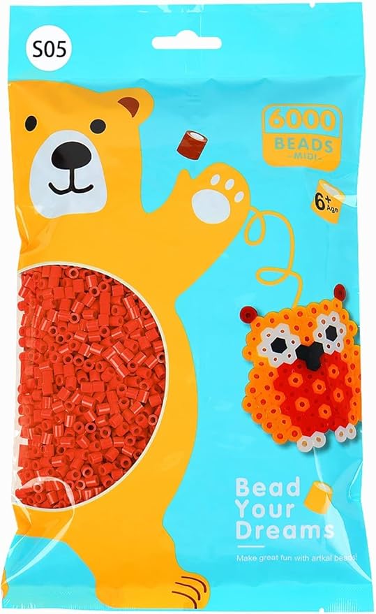 ARTKAL Fuse Beads 6000 Melty Beads Compatible 5 mm Perler and Hama Bead, Red, S05