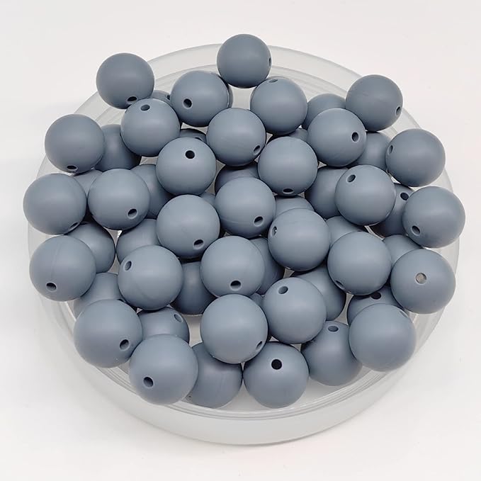 60Pcs 15mm Round Rubber Silicone Bead Bulk Loose Beads Gorgeous Making Kit for Keychain Tassels Necklace Bracelet Jewelry DIY Crafts Making