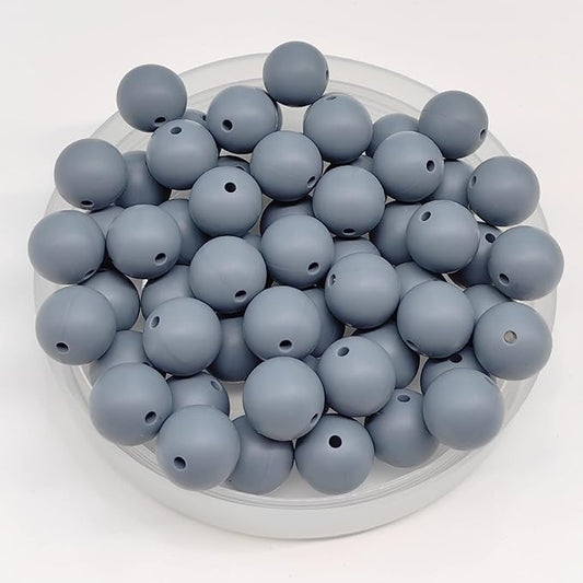 60Pcs 15mm Round Rubber Silicone Bead Bulk Loose Beads Gorgeous Making Kit for Keychain Tassels Necklace Bracelet Jewelry DIY Crafts Making
