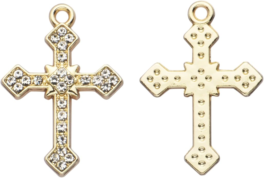 Pack of 20 Rhinestone Charms Gold Plated Pendants Pave Crystal Accessories for Necklace Bracelet Jewelry Making DIY Crafting