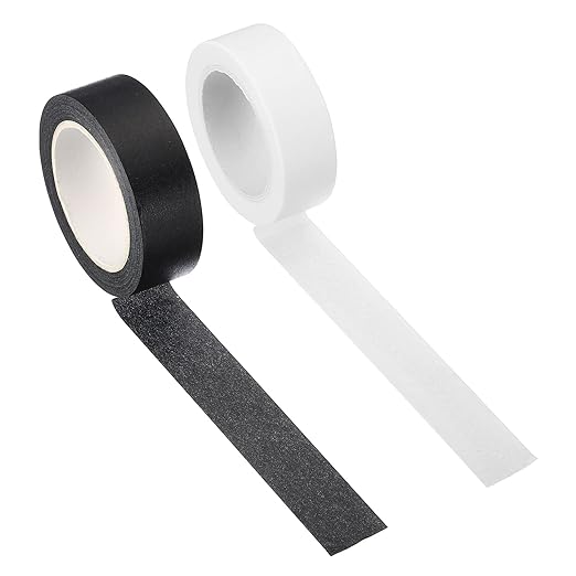 PATIKIL Holographic Washi Tape 0.59 Inch x 10.93 Yards, 2 Roll Self Adhesive Masking Sticker for DIY Art Craft Wrapping Decoration, White, Black