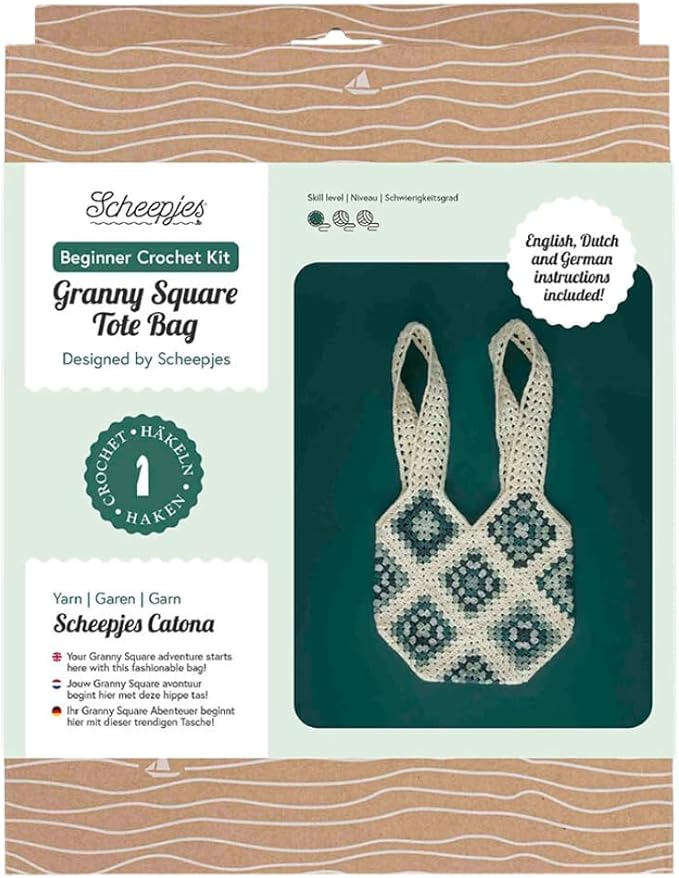 Scheepjes Beginner Crochet Kit Granny Square Bag - Blue