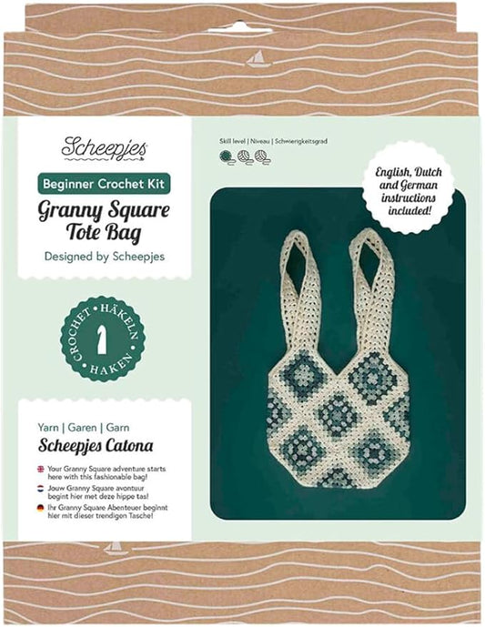 Scheepjes Beginner Crochet Kit Granny Square Bag - Blue