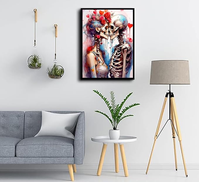 igoodom Diamond Art Kits for Adults, Sugar Skull Diamond Painting Kit, Full Drill Round Skull Diamond Art Kits, DIY Gem Art and Crafts for Home Wall Decor Gift 12x16inch