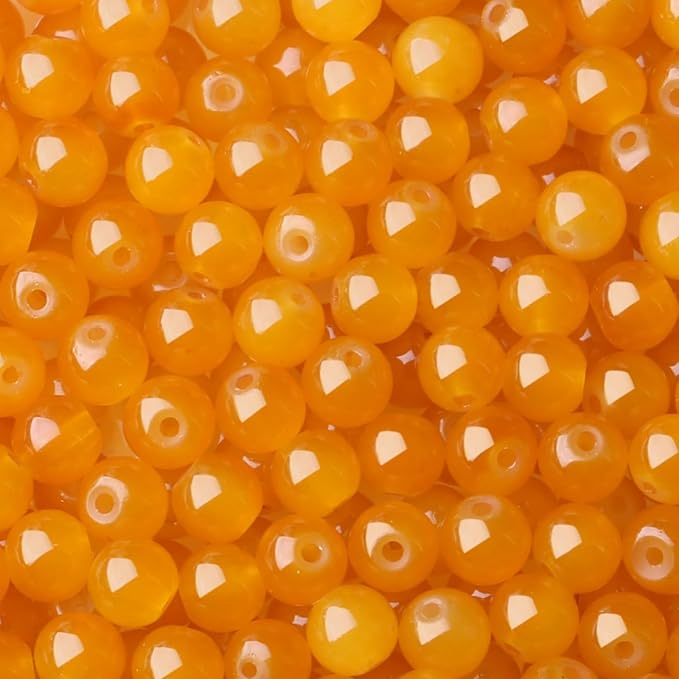 500Pcs Yellow Crystal Glass Beads 8mm for Earring Necklaces Bracelets, Round Crystal Beads for Bracelet Making Kits DIY Crafts(Yellow Orange)