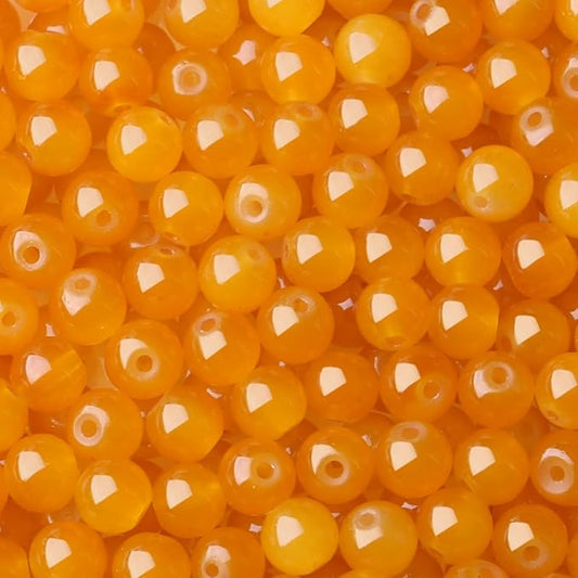500Pcs Yellow Crystal Glass Beads 8mm for Earring Necklaces Bracelets, Round Crystal Beads for Bracelet Making Kits DIY Crafts(Yellow Orange)