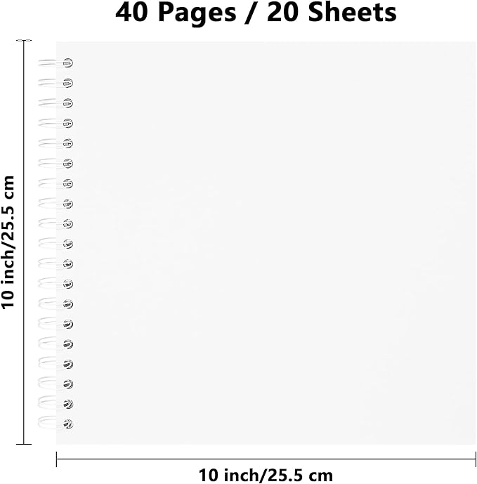 Yopih 10 x 10 Inch DIY Scrapbook Photo Album Hardcover Kraft Blank Page Acid-Free, 40 Pages (20 Sheets) Memory Book for Wedding Anniversaries Family Baby Memories Small Scrapbooking Projects, White