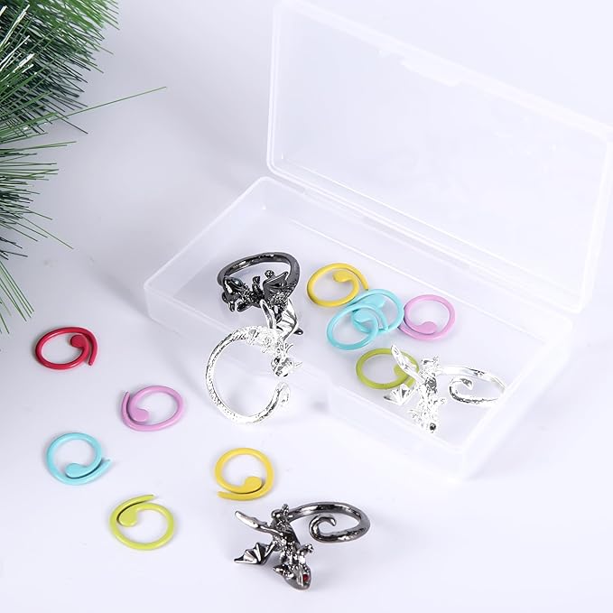 Wurosi 4PCS Crochet Rings, Dragon Tension Rings for Crocheting, Adjustable Crochet Tension Ring for Finger, Yarn Guide Rings for Crocheters Knitters Mom Grandma Gifts