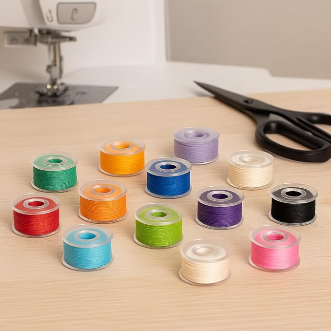 Mandala Crafts 144 Off White SA156 Prewound Bobbins for Singer Sewing Machine -15J SA156 Prefilled Bobbin Thread for Brother Sewing Machine and Embroidery