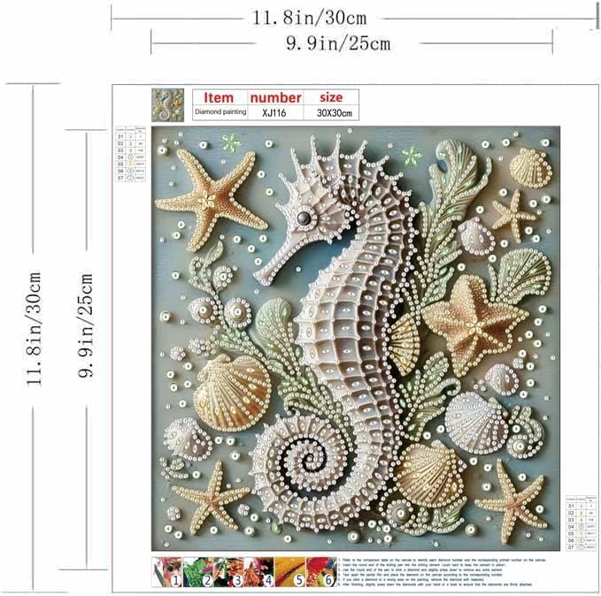ZQEATRY 5D Special Shape Diamond Art Kits for Adults,Animal Seahorse Diamond Painting Kits for Beginners,DIY Gem Art Crystal Rhinestones Painting Kits for Home Wall Decor 12×12inch