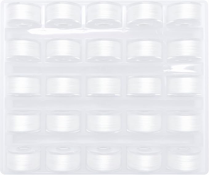 Mandala Crafts 25 White SA156 Prewound Bobbins for Singer Sewing Machine -15J SA156 Prefilled Bobbin Thread for Brother Sewing Machine and Embroidery