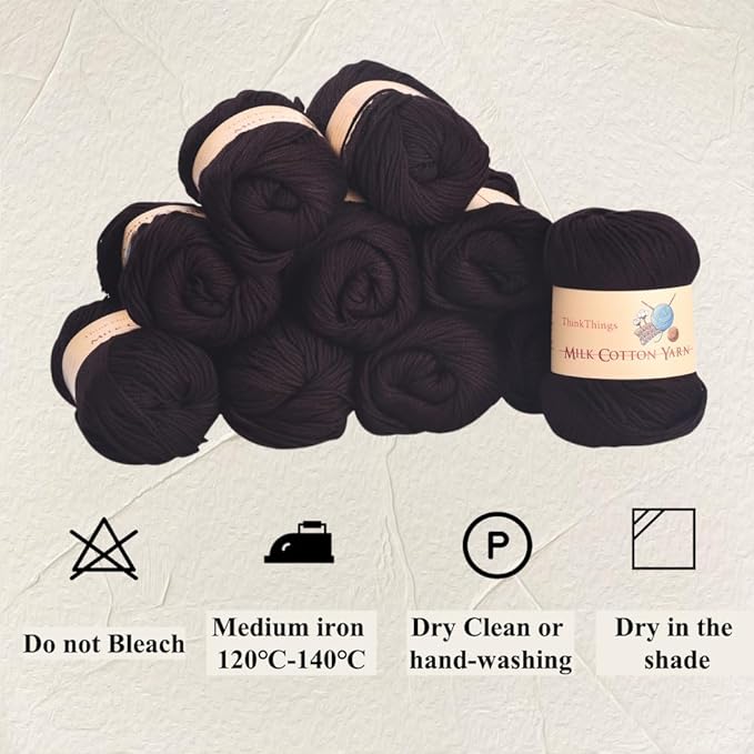 Acrylic Coffee Yarn for Crocheting - Brown Hand Knitting Thread - Coffee Weaving DIY Bulk Yarns - 10Balls 17.6 Ounces Large for Beginners