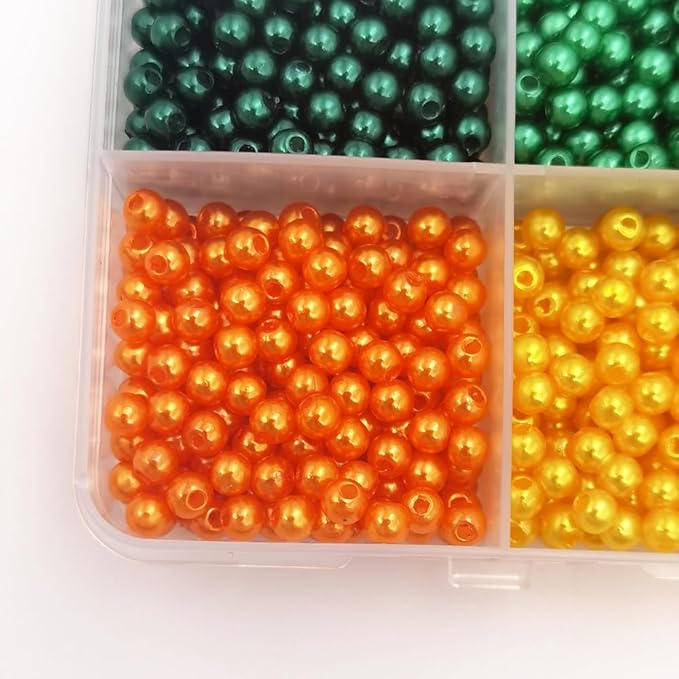 INSPIRELLE 5400 Pieces 4mm Pearl Beads 30 Colors Plastic Spacers Beads for Jewelry Making and Crafting