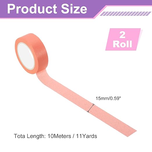 uxcell 2 Rolls Colored Washi Tape, 11 Yards x 0.6" Colored Masking Tape Painters Tape, Decorative Masking Tape for Arts & Crafts Labeling DIY Scrapbooking Gift Wrapping, Dark Pink