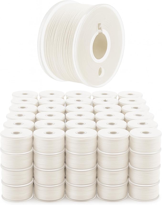 Mandala Crafts 144 Off White SA156 Prewound Bobbins for Singer Sewing Machine -15J SA156 Prefilled Bobbin Thread for Brother Sewing Machine and Embroidery